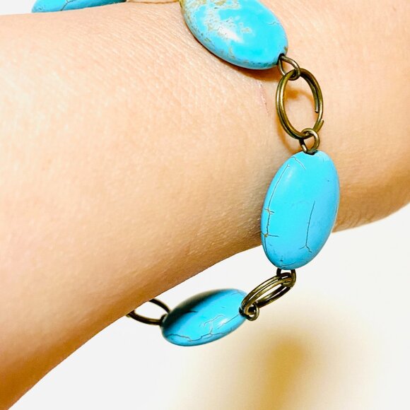 2/$20, Genuine Dyed Howlite Bracelet, Genuine Gemstone + Bronze Grape Leaf Clasp - Picture 11 of 11